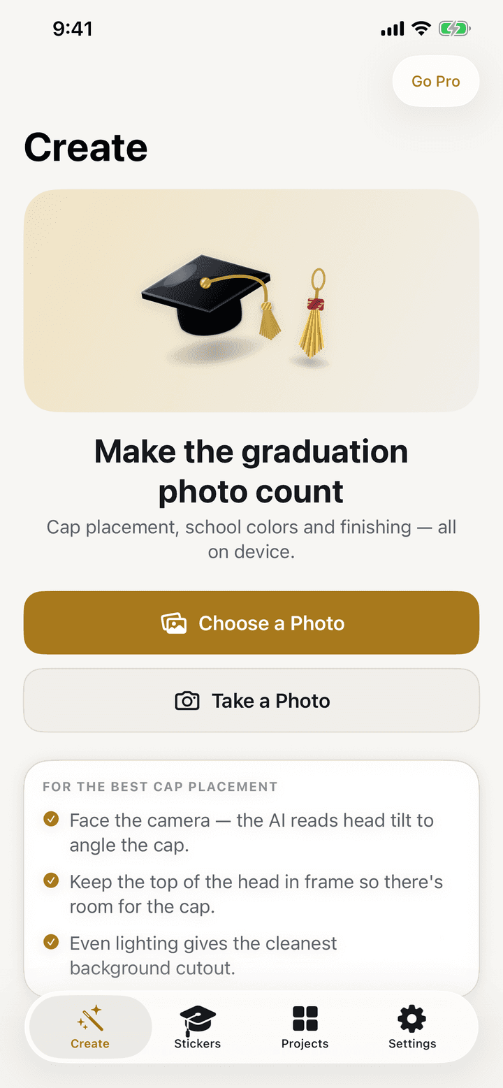 Graduation AI Studio screen